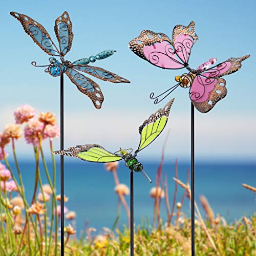 Beautiful Butterfly Garden yard flower art metal stake