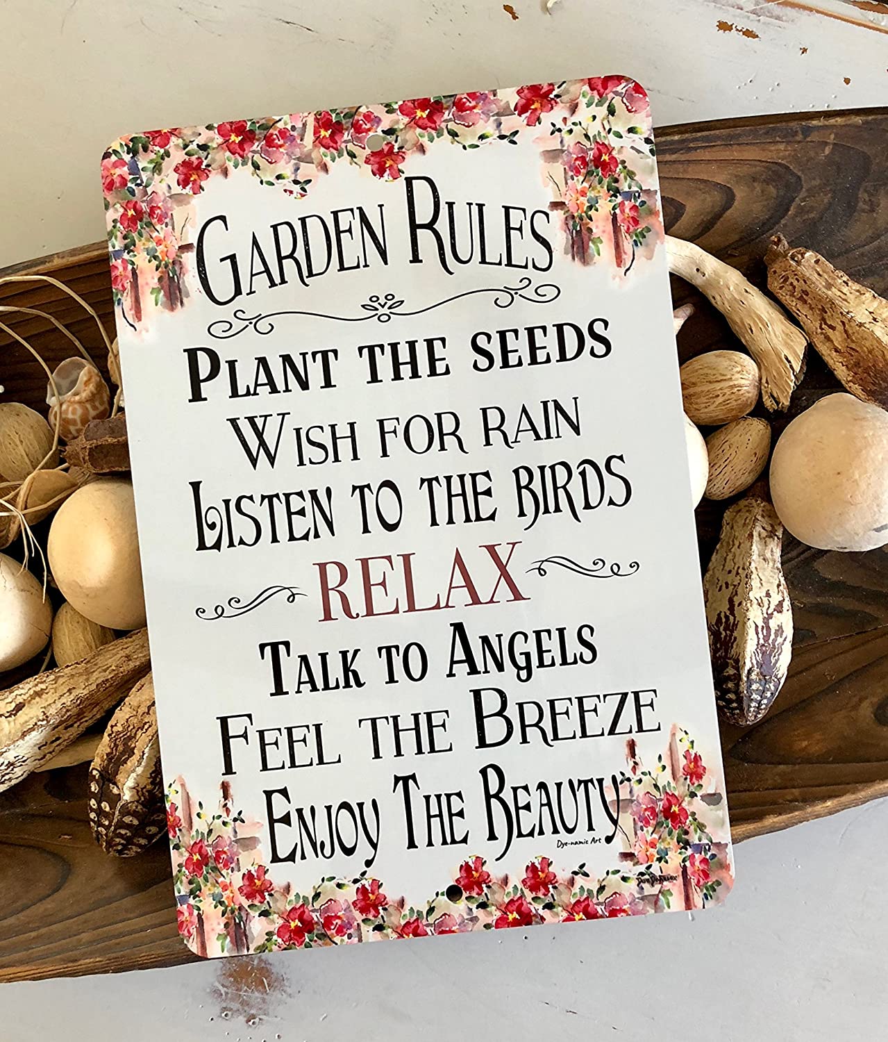 Dyenamic Art Garden Rules Sign Garden Decor 8×12 Indoor/Outdoor